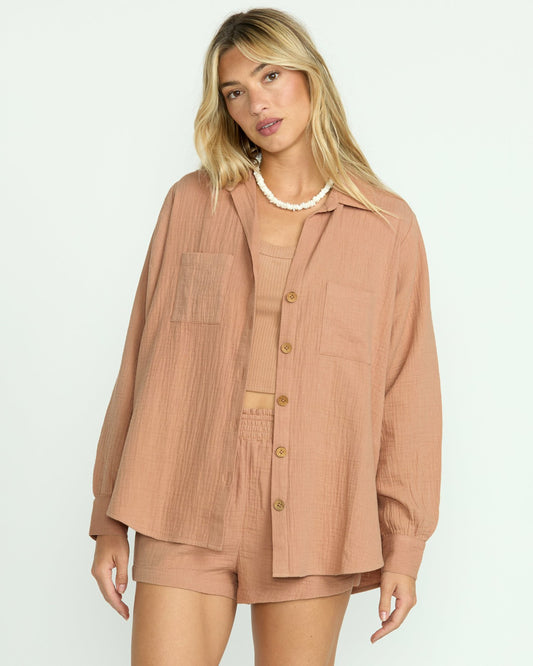 Billabong Sweet Swell Long Sleeve Shirt - Rose Brown