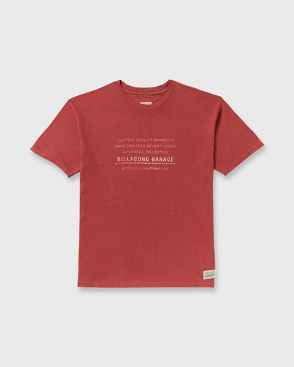 Billabong The Label Garage Regular Short Sleeve T-Shirt - Burnt Red