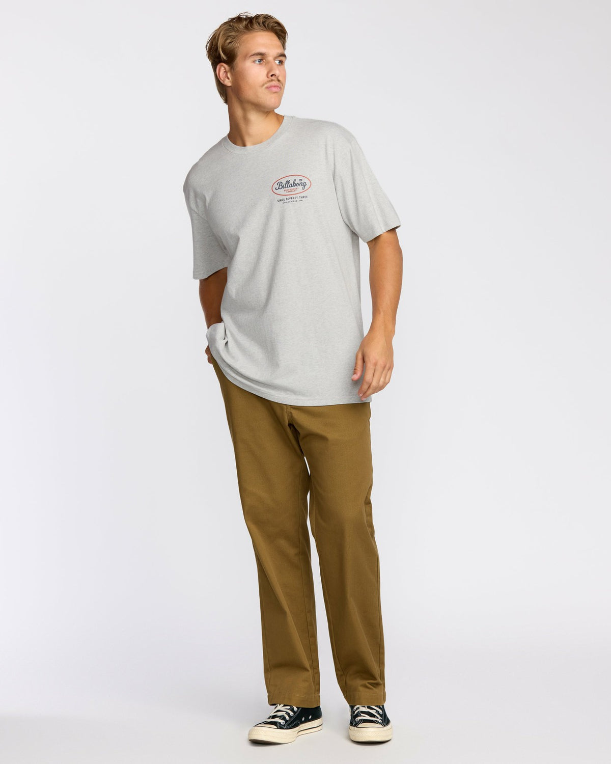 Billabong Walled Regular Short Sleeve T-Shirt - Lt Grey Htr