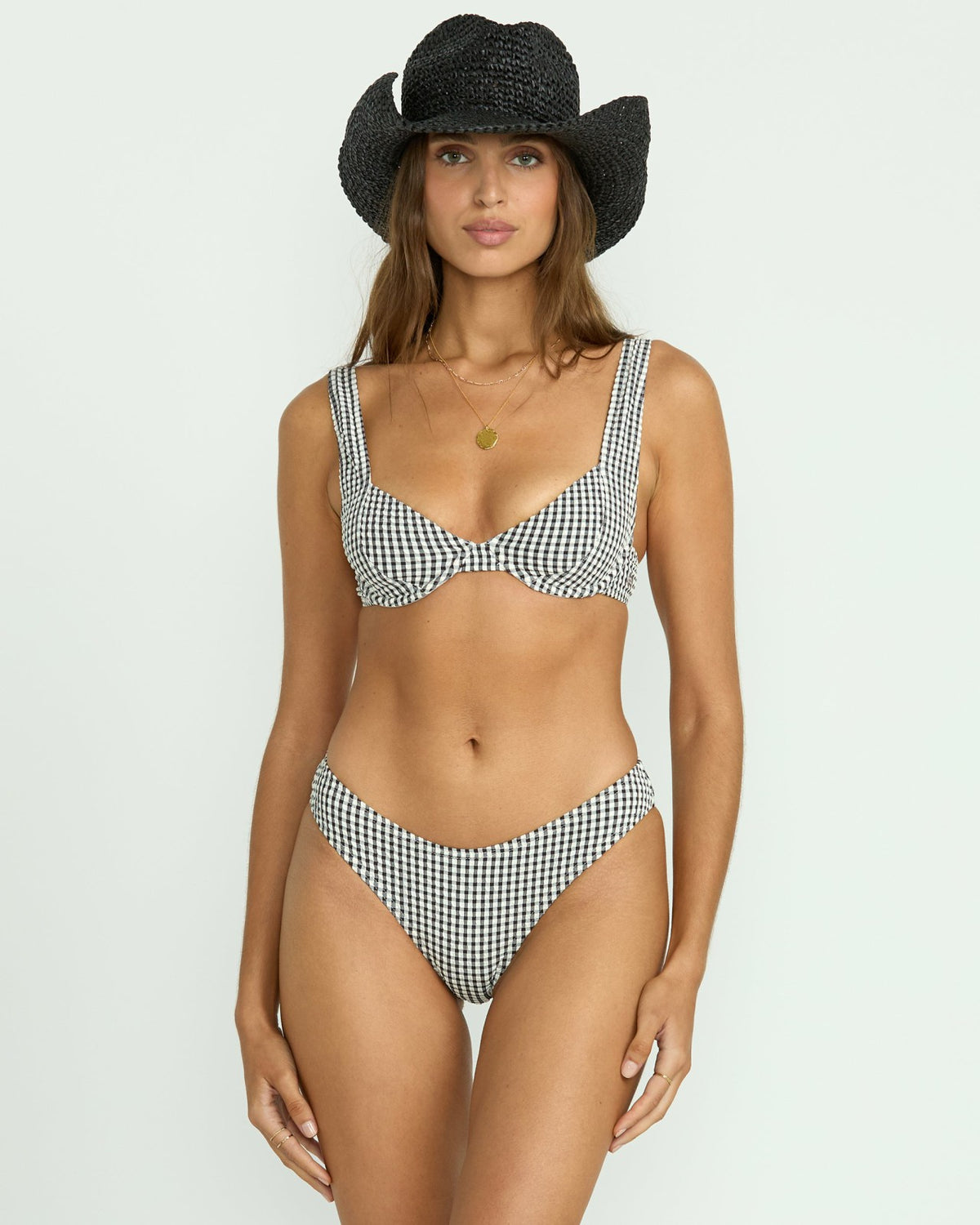 Billabong Wave Check Chloe Underwire Bikini Top - Black Pebble