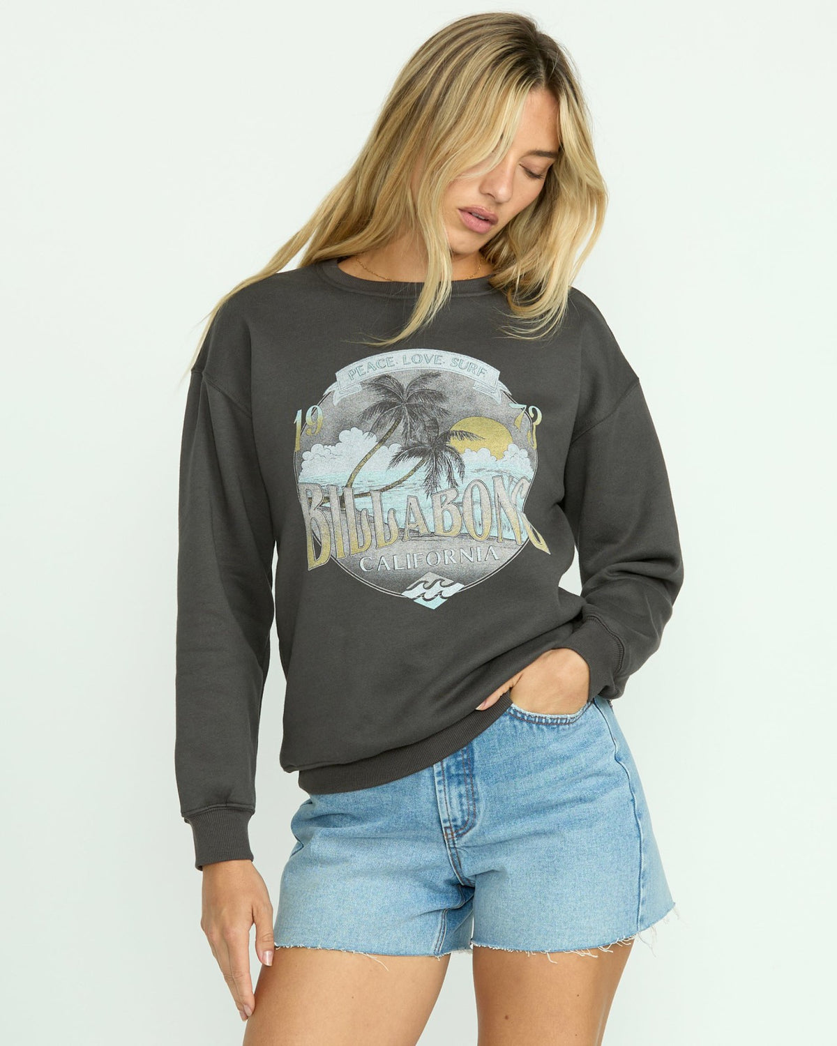 Billabong Wonderland Calls Crewneck Sweatshirt - Off Black