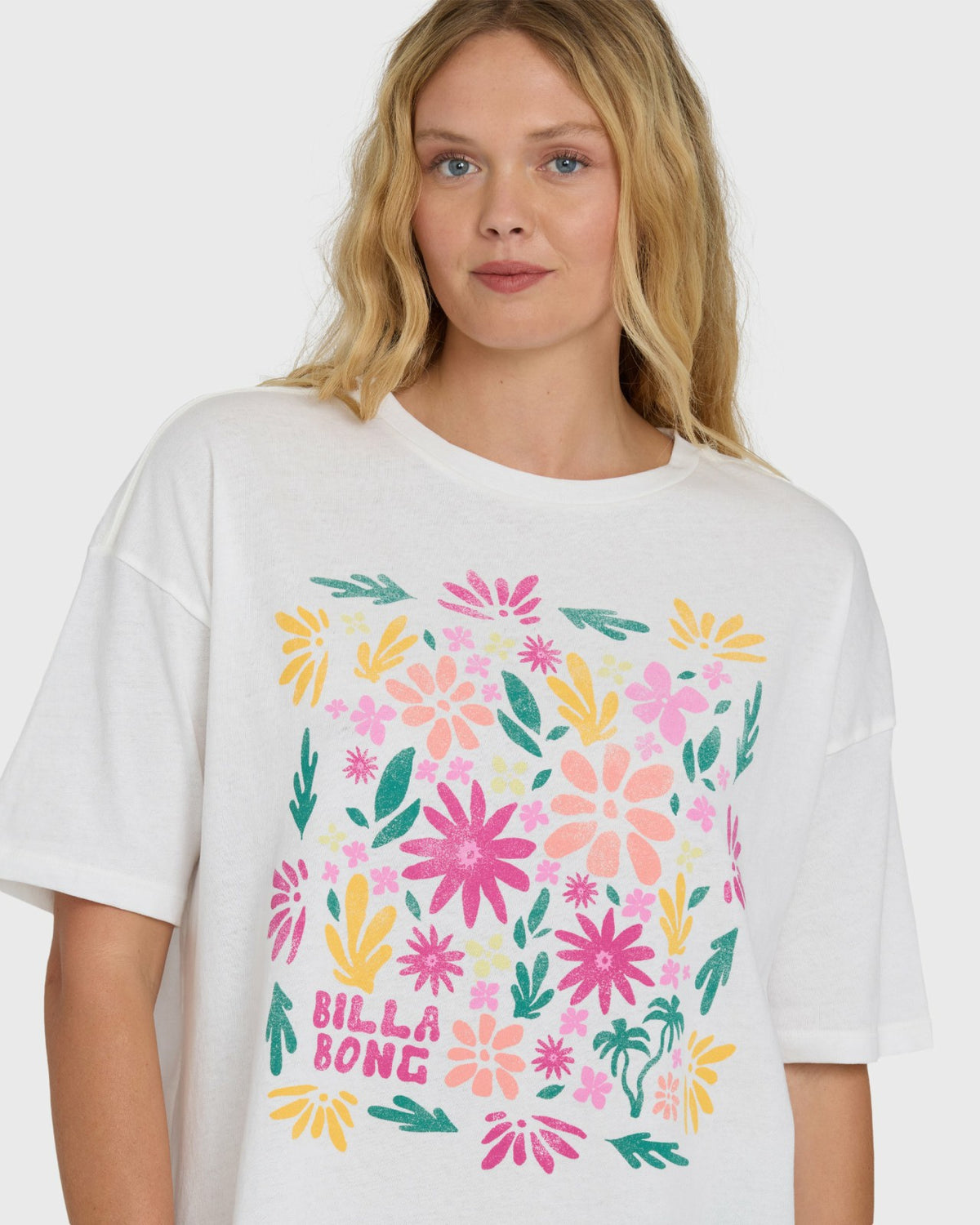 Billabong Floral Press Short Sleeve T-Shirt - Salt Crystal