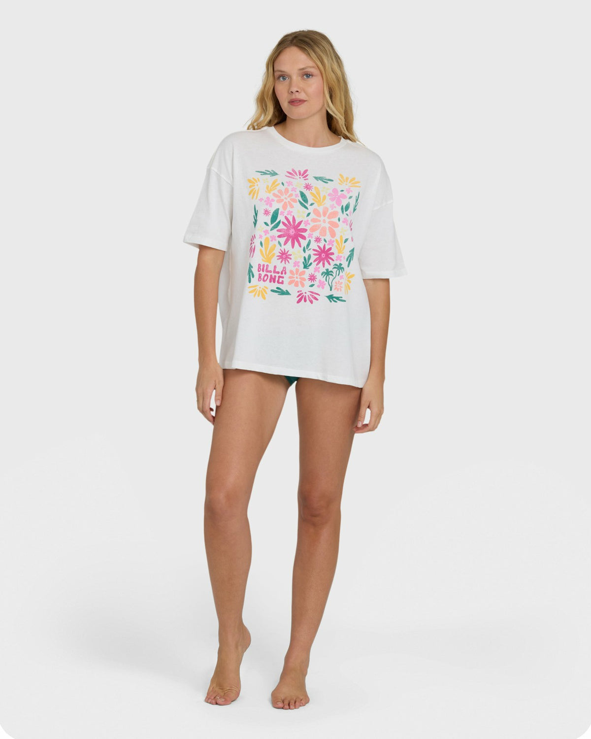 Billabong Floral Press Short Sleeve T-Shirt - Salt Crystal